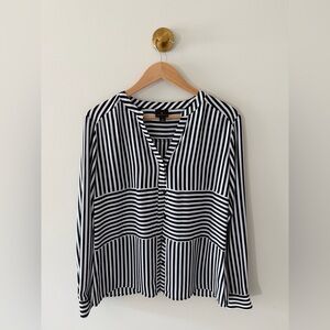 Worthington Black and White Vertical Stripe Blouse